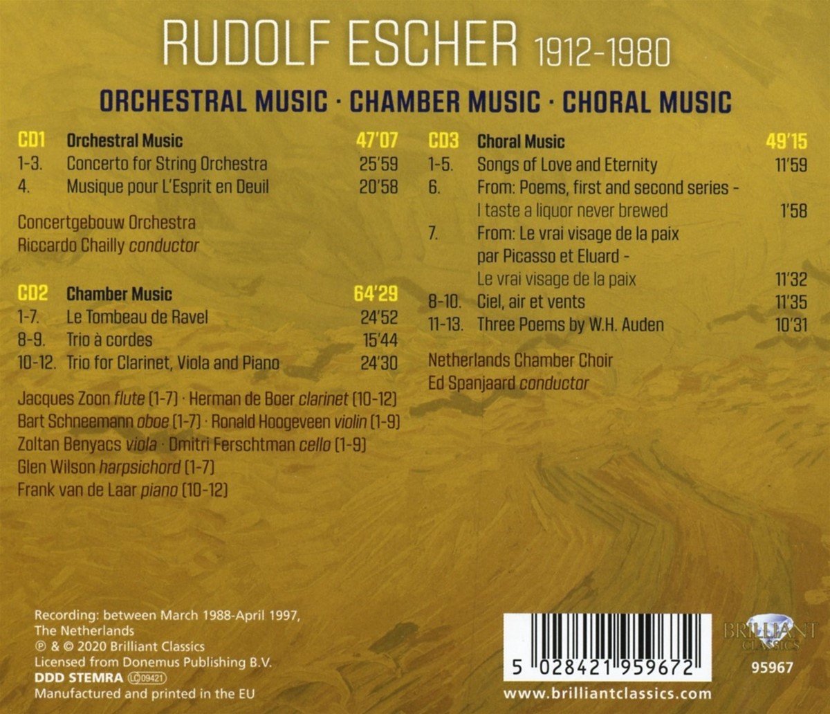 R. Escher - Orchestral, Chamber and Choral Music